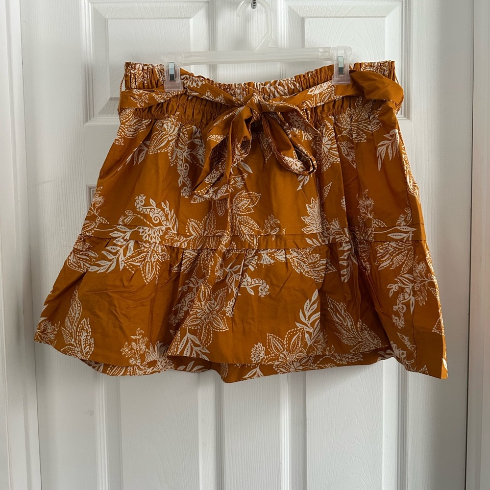 Maeve Mustard Yellow Floral Mini Skirt
